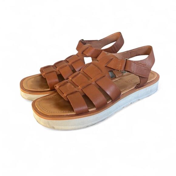 MADEWELL FISHERMAN SANDAL BROWN LEATHER PLATFORM SIZE 8 1/2. - Picture 3 of 8